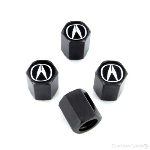 Acura black logo black tire stem valve caps