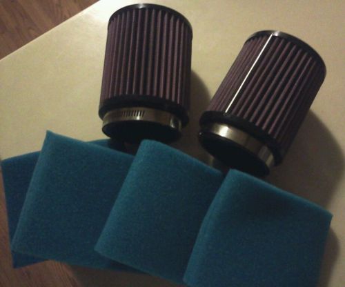 2 new racing go kart air filters 3 1/2 x 4 and 4 new pre-filters briggs clone