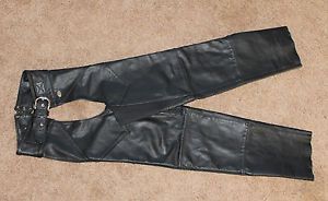 Harley-davidson black leather chaps, very good condition, women's size medium.