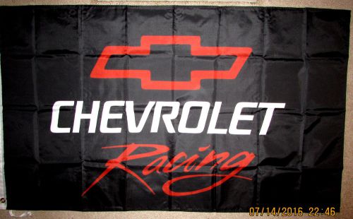 Chevrolet racing 3x5 feet flag banner black, white &amp; red chevy bowtie brand new!