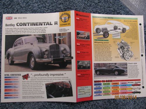 ★★ bentley continental r - collector brochure specs info - 1952 - 1955 ★★