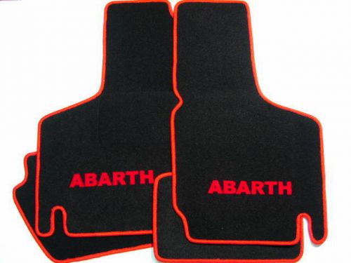 Fiat 600 d black red abarth script mat set