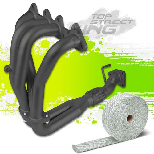 Black coated exhaust header for 98-02 accord f23 2.3l sohc+white heat wrap