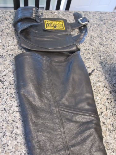 Women&#039;s blackhudson  leather motorcycle chaps large