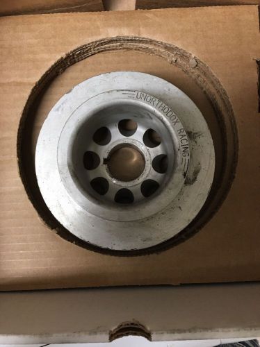 Unorthodox racing underdrive crank pulley with belts for nissan 300zx 90-96 z32