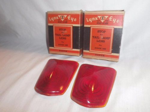 2 nos lynx eye ruby glass stop &amp; tail lamp lens - 1939 dodge - free shipping