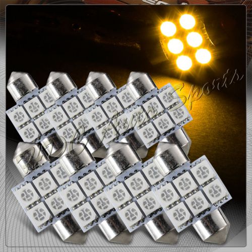 8x 31mm 6 smd amber led festoon dome map glove box trunk replacement light bulbs