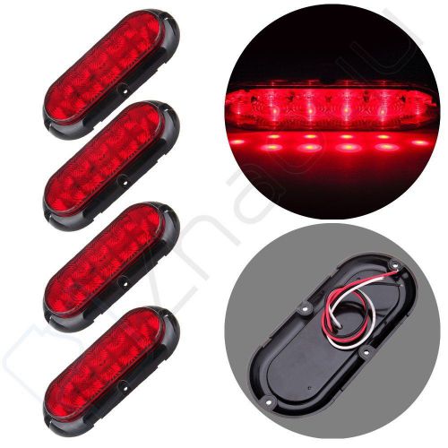 4) waterproof red 6" oval surface mount 10led tail light marker trailer