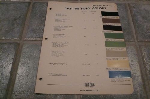 1951 desoto dupont duco delux color chip paint sample - vintage
