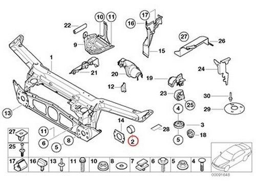 Bmw genuine carrier front panel shock absorber cap e39 e46 51118162553