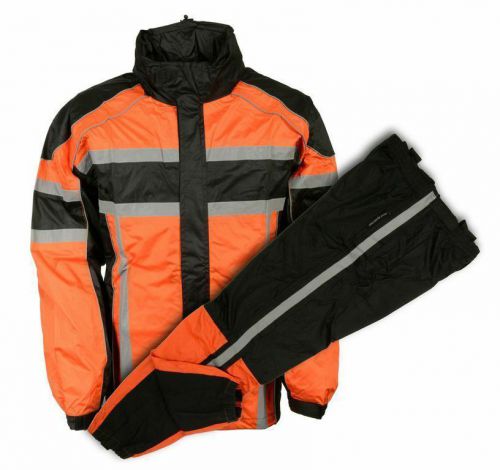 Men&#039;s  motorbike rain gear black orange durable 100% nylon suit