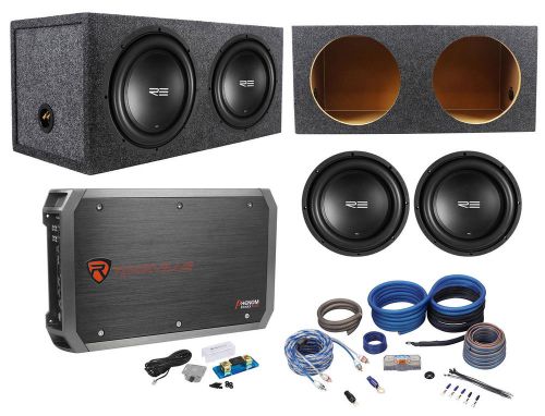 2) new re audio scx12d4 v2 900w car subwoofers+sealed box+mono amplifier+amp kit