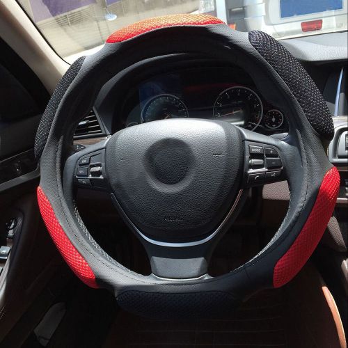 Steering wheel cover sporty sandwich,universal, breathable,pu leather(r+b)