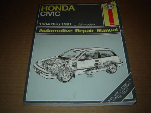 1984-91 honda civic shop service repair manual by haynes 1300 1500 1600cc engine