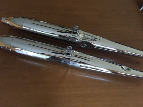 Vintage bmw new pair of beautiful seamed chrome &#034;conversion&#034; mufflers