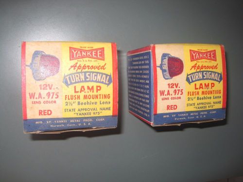 Vtg yankee 975 2 1/2&#034; red behive turn signal chrome plated lamp nos (2)