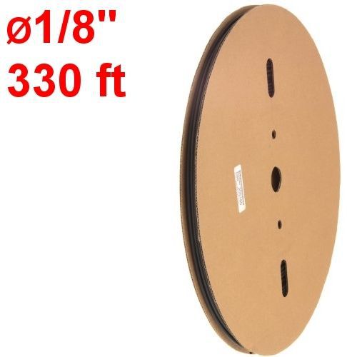 330 ft Ø1/8" heat shrink tubing wire wrap black polyolefin 2:1 shrink ratio