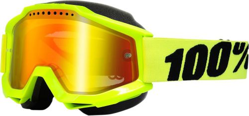 100% accuri snow goggles yellow w/mirror red lens 50213-004-02