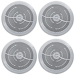 (4) rockville rmc80s 8&#034; 1600 watt waterproof marine boat speakers 2-way silver