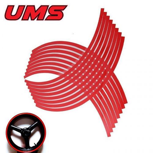 17&#034; red reflective wheel rim stripe striping tape decal stickers car motorcycle