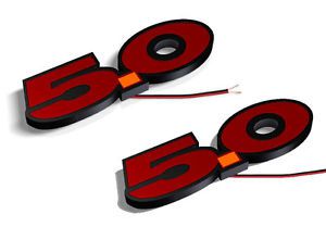 Ford mustang 5.0 led illuminated badge emblem - red - limited