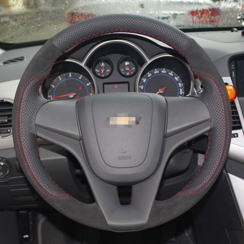 Anti slip swede leather steering wheel stitch on wrap cover for chevrolet cruze