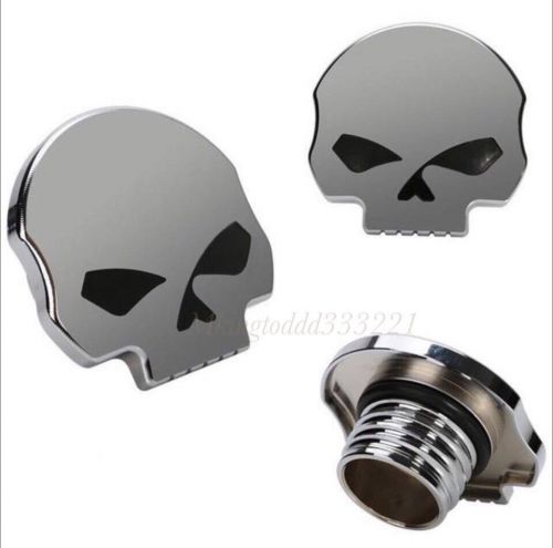 Chrome skull gas cap for harley sportster dyna softail fuel cap fxd fl xl flt