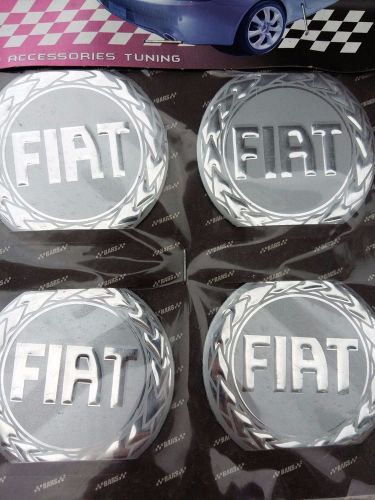 4pcs fiat (metal) logo wheel center stickers 60mm replacement decal cap hub grey