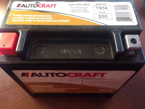 Auto craft power sport battery agm rechargeable new tx14 cca 200
