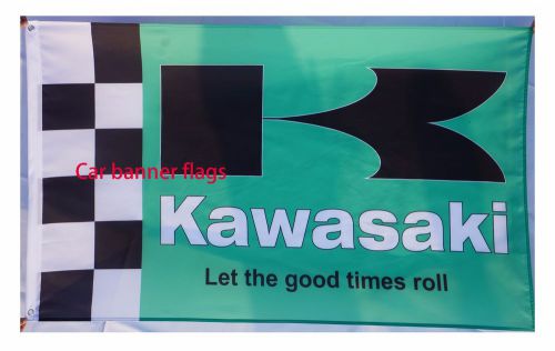 Kawasaki Racing Flag Kawasaki motorcycle car banner flags 3X5 FT - Free Shipping, US $13.99, image 1