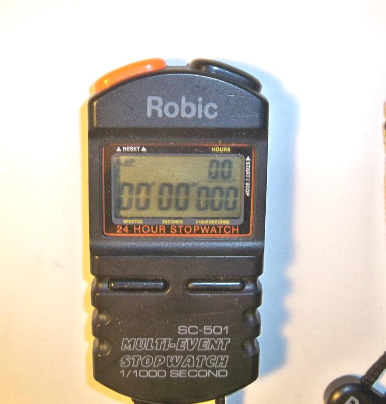 Robic sc 501 stopwatch split & 24 hour stopwatch nascar arca late model