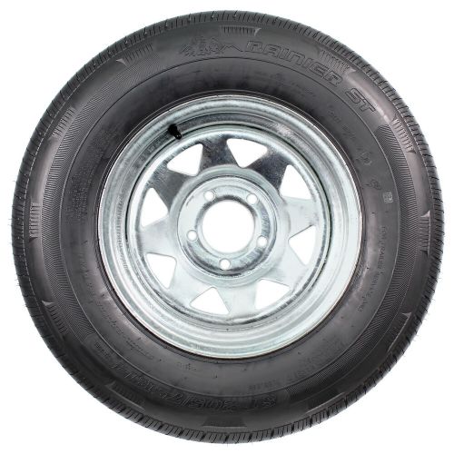 2-pk radial trailer tire on rim st205/75r14 lrd 14" 5 lug spoke wheel galvanized