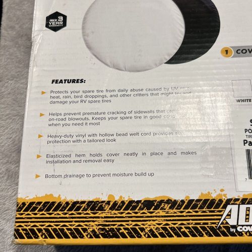 Adco 1757 polar white vinyl tire cover j - fits 27" diameter wheel