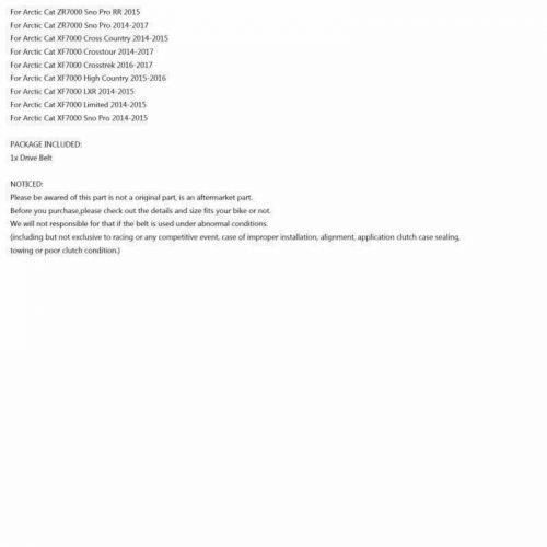 Primary drive clutch belt for arctic cat zr/zx/m/xf/pantera 7000 14 15 16 17 n