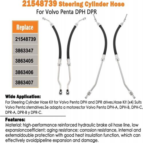 For Volvo Penta DPH & DPR Steering Cylinder Hose Kit 21548739 Hydraulic Inboard, US $120.89, image 7
