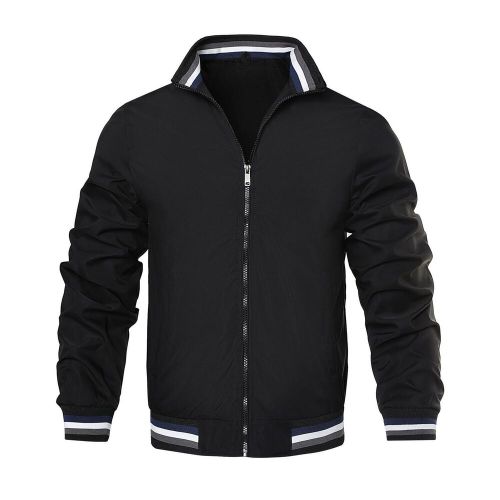 Men's new solid color cardigan jacket casual motorcycle