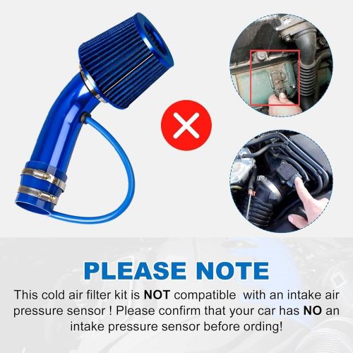 3" Air Induction Kit Cold Air Filter Kit Aluminium Pipe Car Racing Engine BLUE, US $, image 4