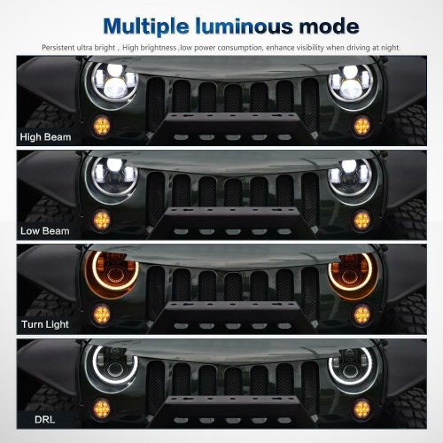 For Jeep Wrangler JL Gladiator JT 2018-2023 130W Halo Led Headlights + Fog Light, US $172.83, image 5