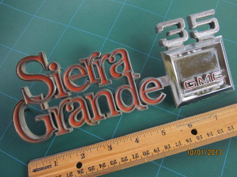 1975 76 77 78 79 80 gmc chevy truck sierra grande 35 chrome fender emblem.nice  