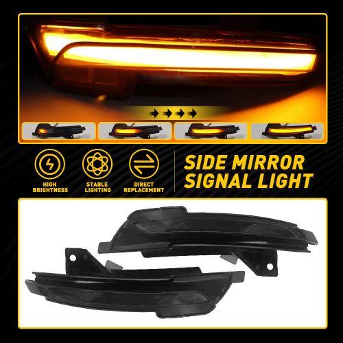 Pair Smoke LED Mirror Side Turn Signal Blinker Light For Ford 2015-22 Mustang K, US $32.99, image 3