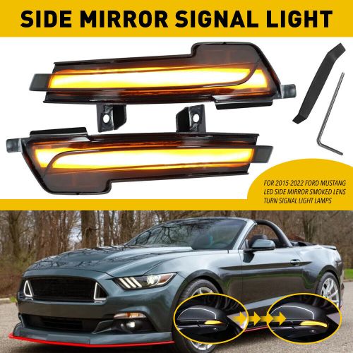 Pair Smoke LED Mirror Side Turn Signal Blinker Light For Ford 2015-22 Mustang K, US $32.99, image 12