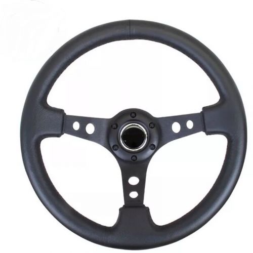 Deep Dish Steering Wheel 350mm Black Leather Black Center R$T-006B₭,NEW, US $113.65, image 2