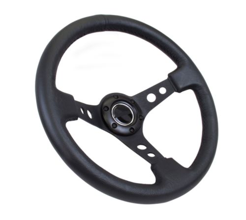 Deep Dish Steering Wheel 350mm Black Leather Black Center R$T-006B₭,NEW, US $113.65, image 4
