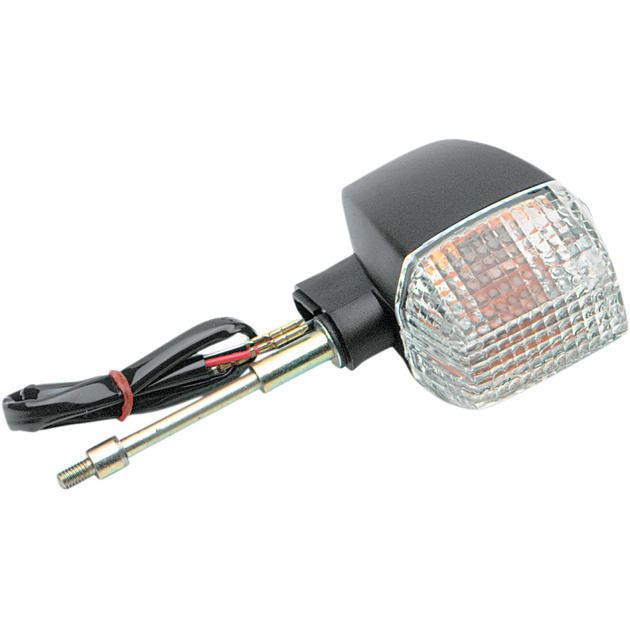 K&s dot turn signal d/f front black clear fits kawasaki ex500a ninja 500r 87-93