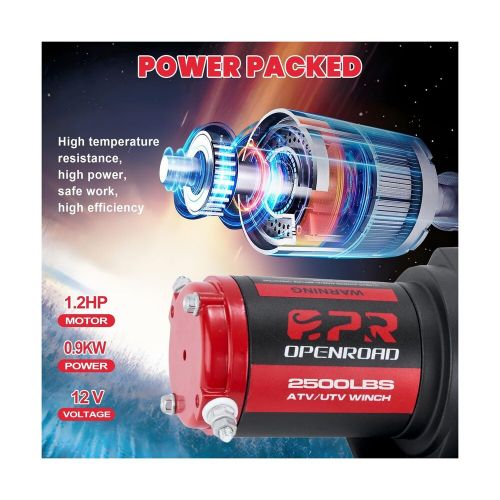 OPENROAD 2500 lb ATV/UTV Winch,12 V Towing Off-Road Electric ATV Winch with 3..., US $165.08, image 4