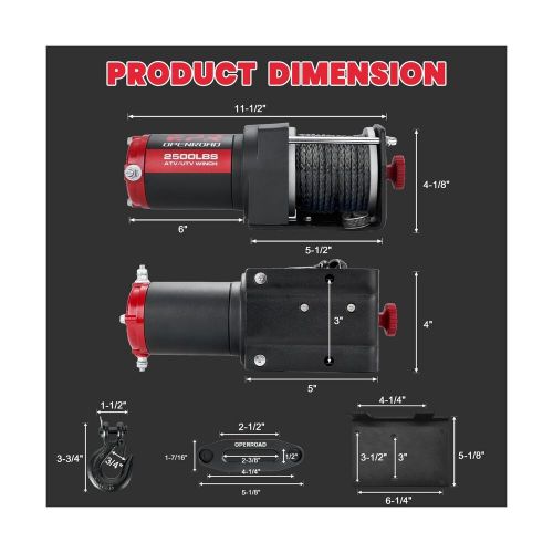 OPENROAD 2500 lb ATV/UTV Winch,12 V Towing Off-Road Electric ATV Winch with 3..., US $165.08, image 6