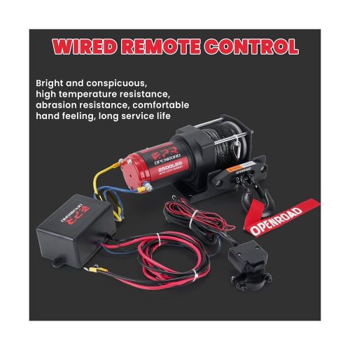 OPENROAD 2500 lb ATV/UTV Winch,12 V Towing Off-Road Electric ATV Winch with 3..., US $165.08, image 7