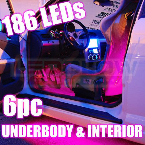 New 6pc pink led underbody underglow lighting kit
