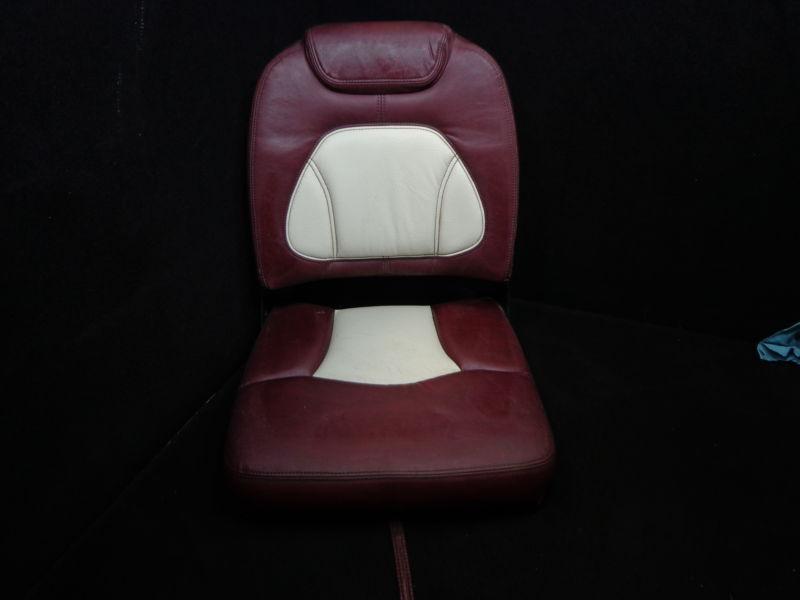  #dr178 maroon and white folding skeeter bass boat seat   