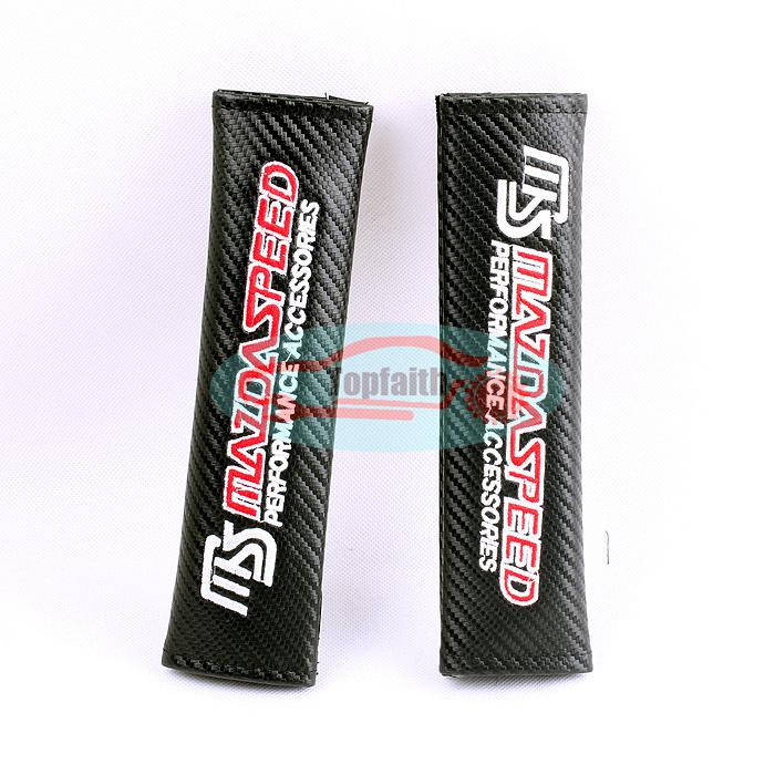 2x carbon fiber embroidery seat belt shoulder pad cushions for mazdaspeed ms